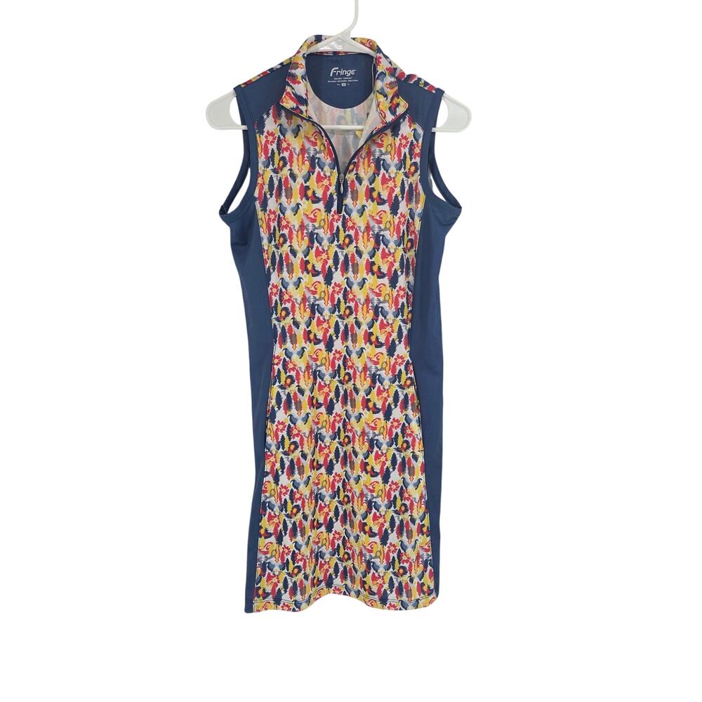 NWT FRINGE PEYTON FLORAL BLUE GOLF DRESS POCKETS UV PROTECTION XS MSRP $60